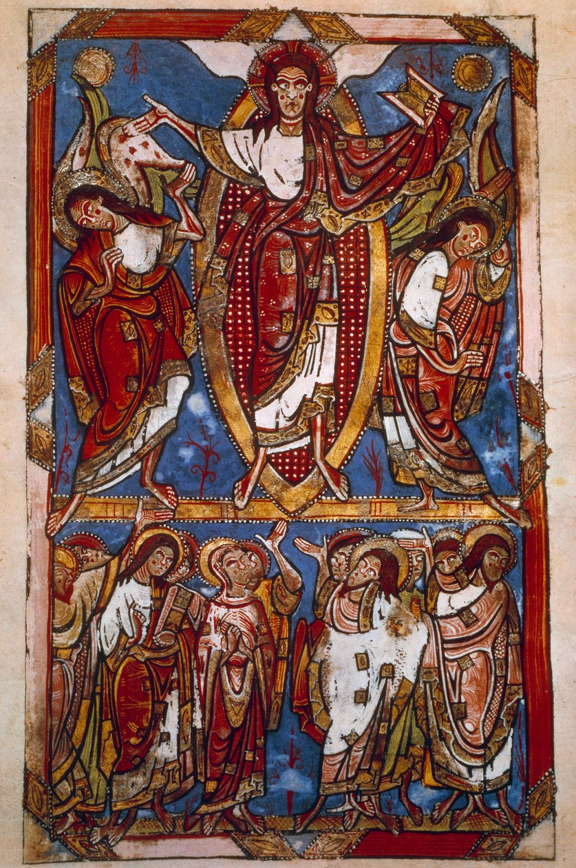 Himmelfahrt. Miniatur im „Sakramentar von Saint-Martial de Limoges“ (Folio 84v), unbekannter Autor von Unknown artist
