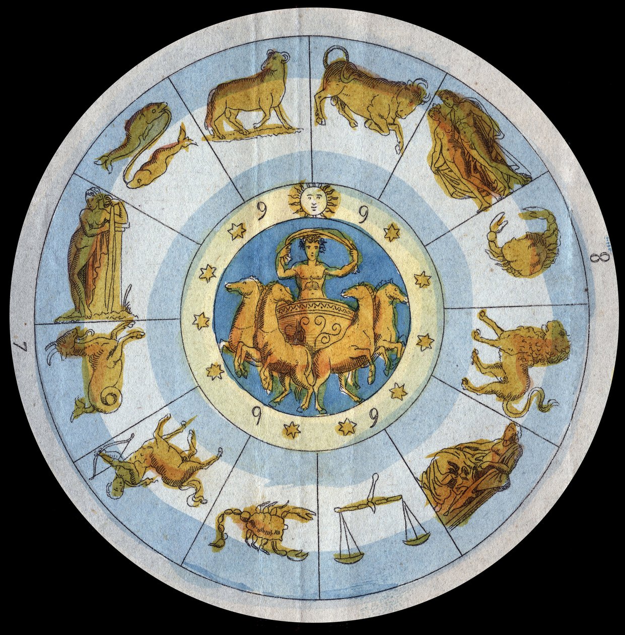 Astrologisches Zeichen - Gravur aus „Usi e Costumi di Tutti i Popoli dell