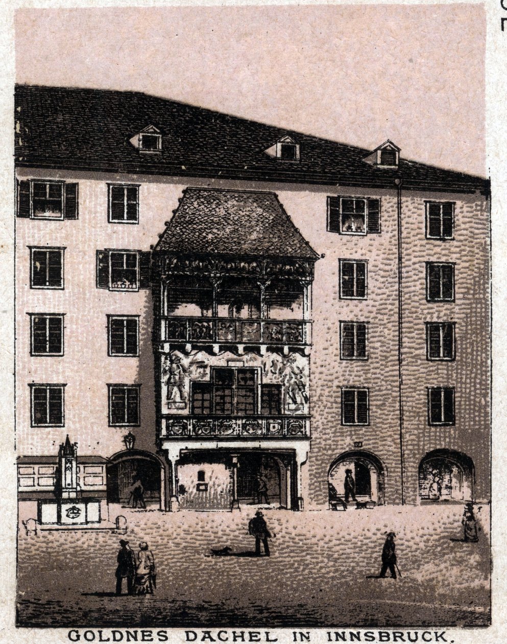 Tirol, Österreich: Blick vom Balkon des Goldenen Dachls in Innsbruck in „Die Welt illustriert 168 Ansichten“ (Ende des 19. Jahrhunderts) von Unknown artist