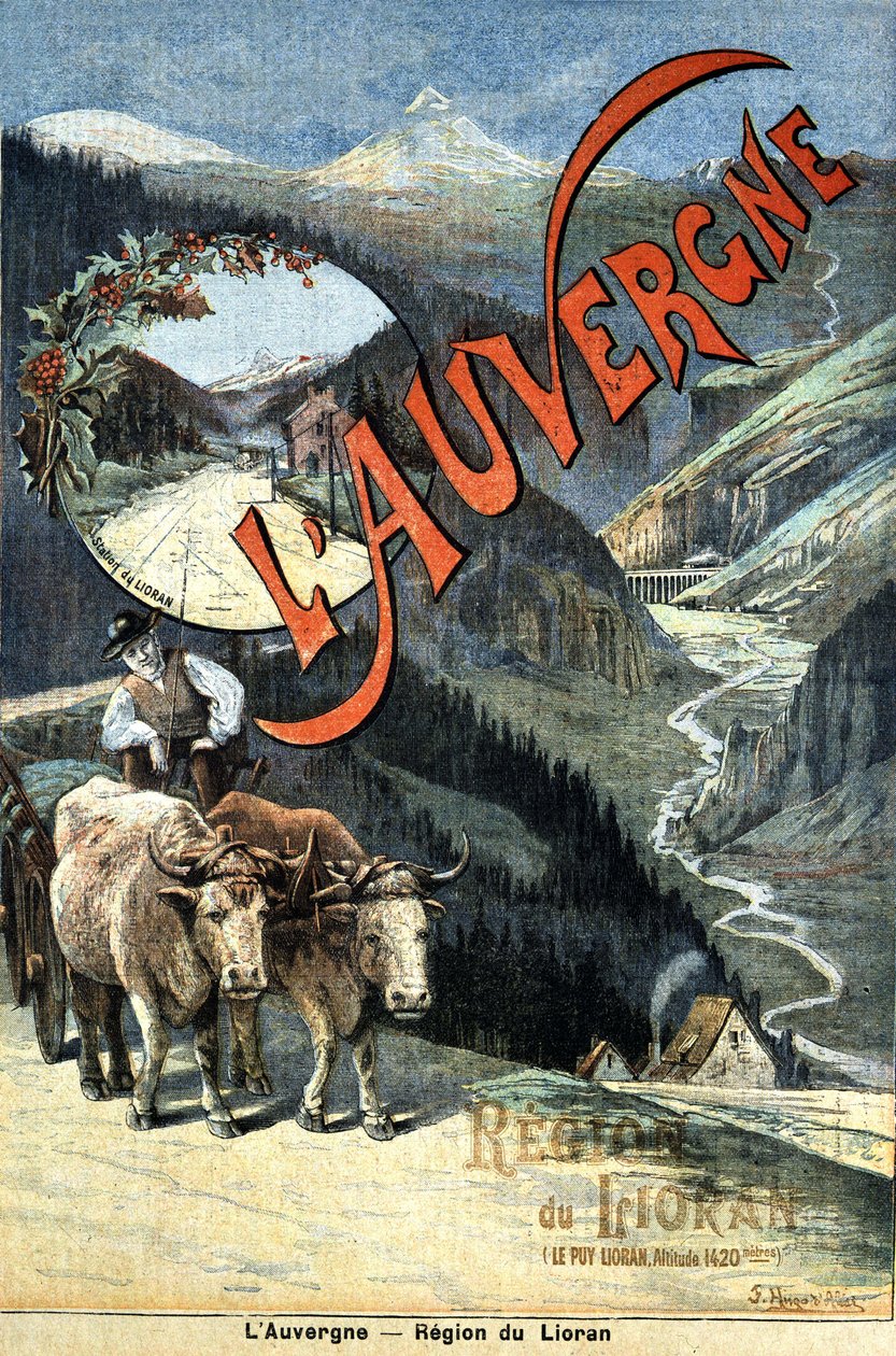 Auvergne-Berge, Region Lioran, Tourismuswerbung, Ende des 19. Jahrhunderts von Unknown artist
