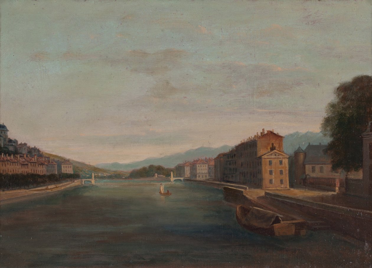 Ufer der Isère in Grenoble 1864 von Unknown artist