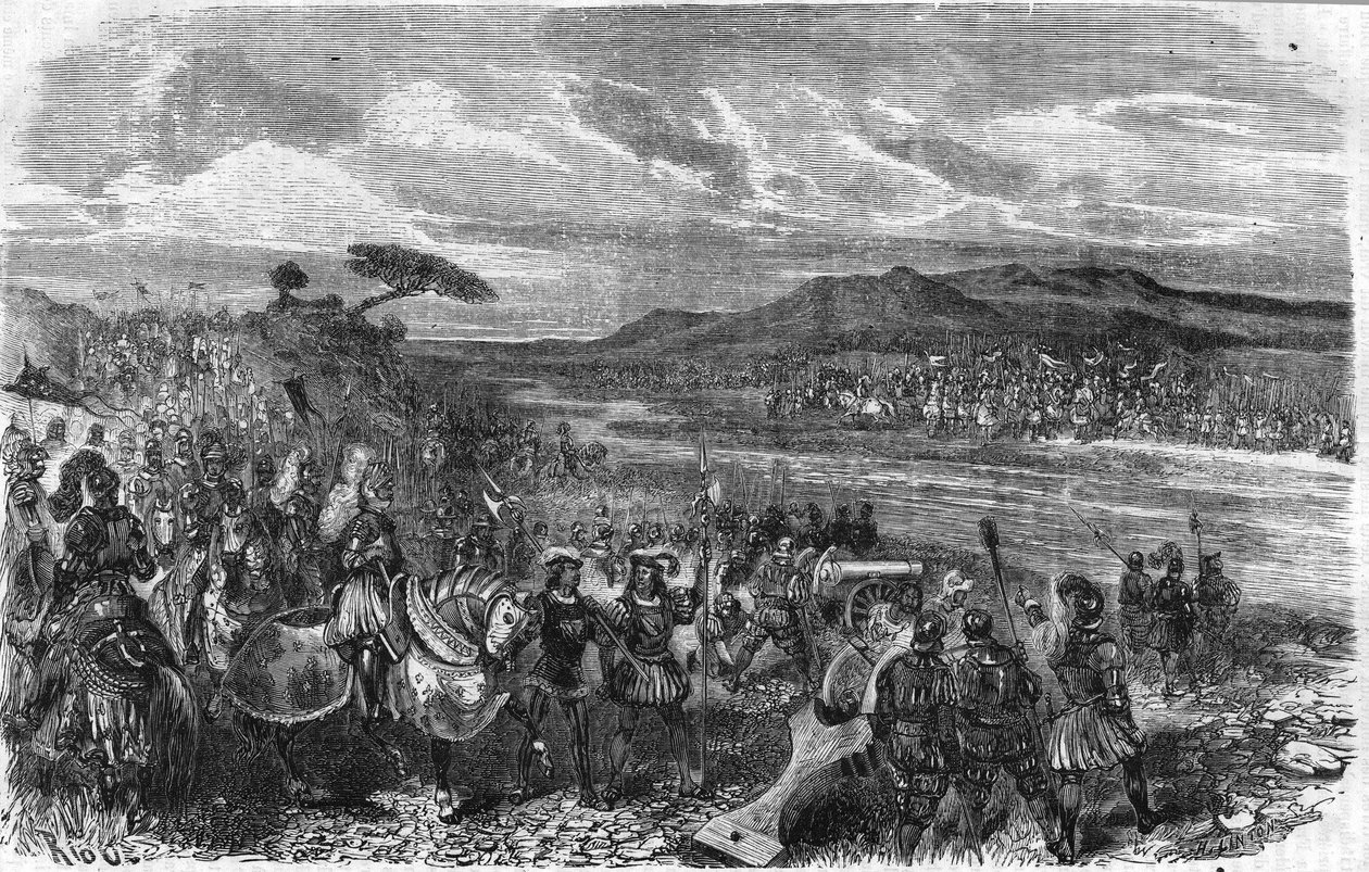 Schlacht von Fornoua (Fornovo) (Italien) unter Karl VIII. am 6. Juli von Unknown artist