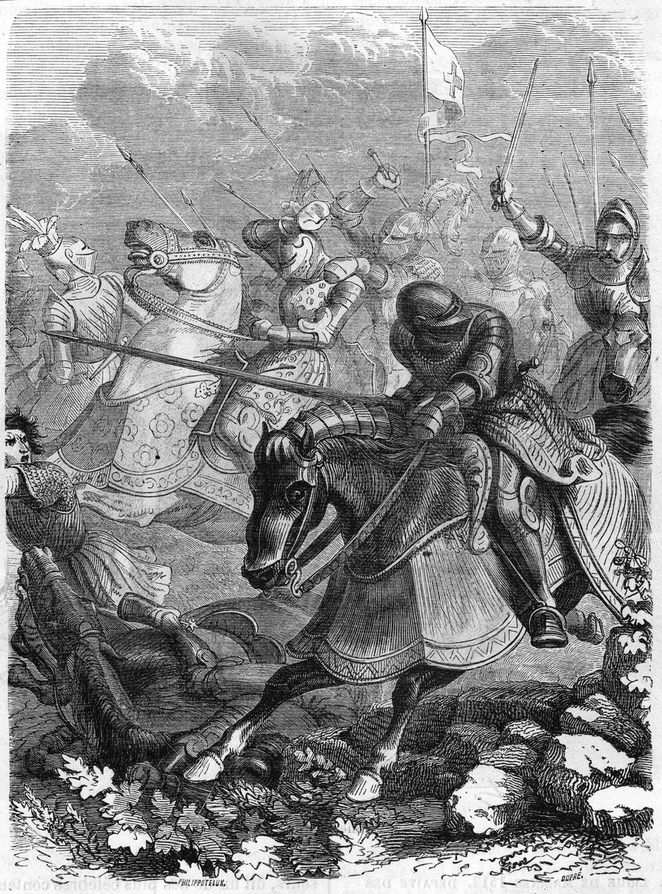 Schlacht von Guinegate oder Guinegatte (Frankreich), Tag der Sporen, 16. August von Unknown artist