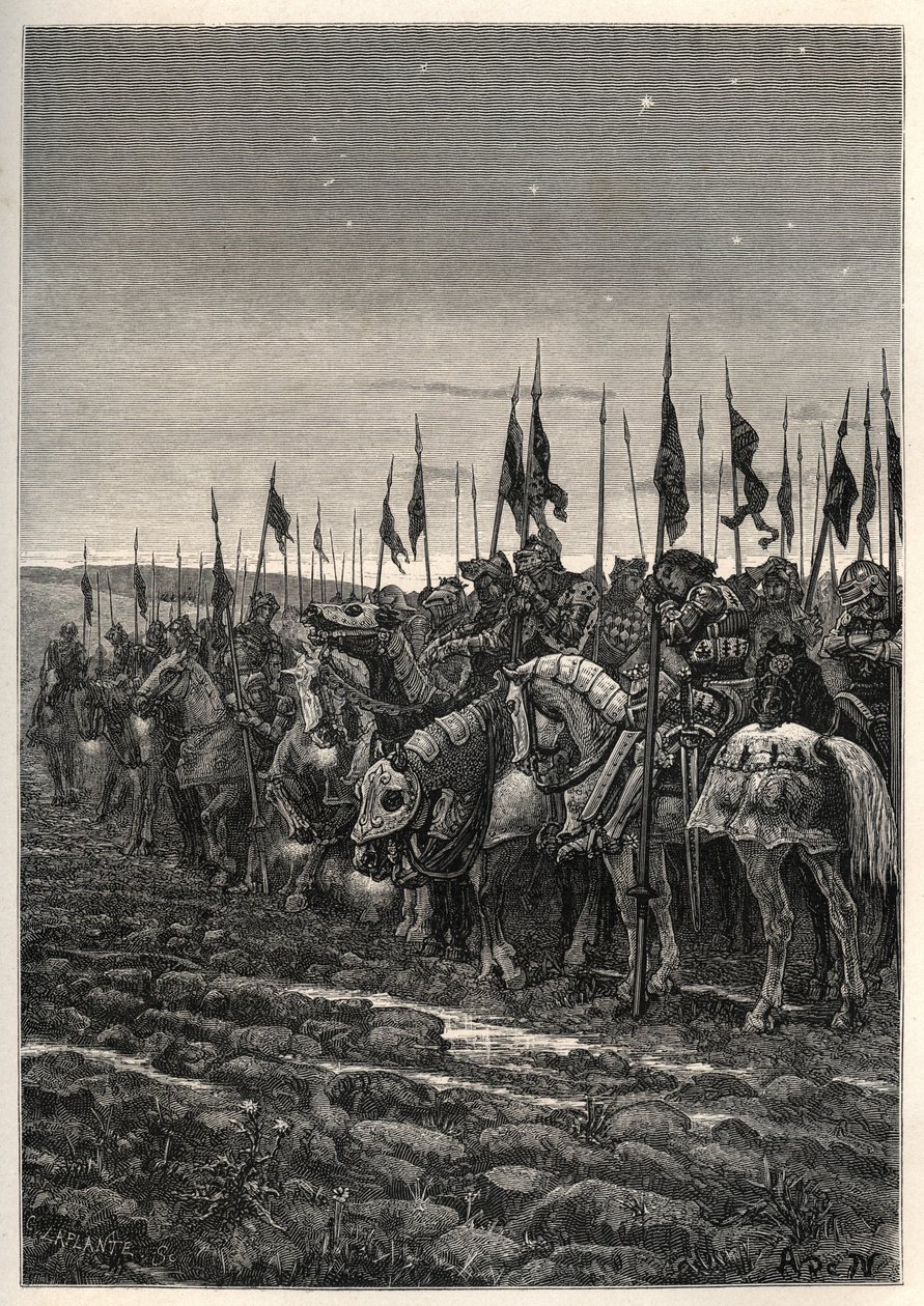 Vor der Schlacht von Azincourt - Hundertjähriger Krieg: Schlacht von Azincourt (Pas-de-Calais) 25. Oktober von Unknown artist