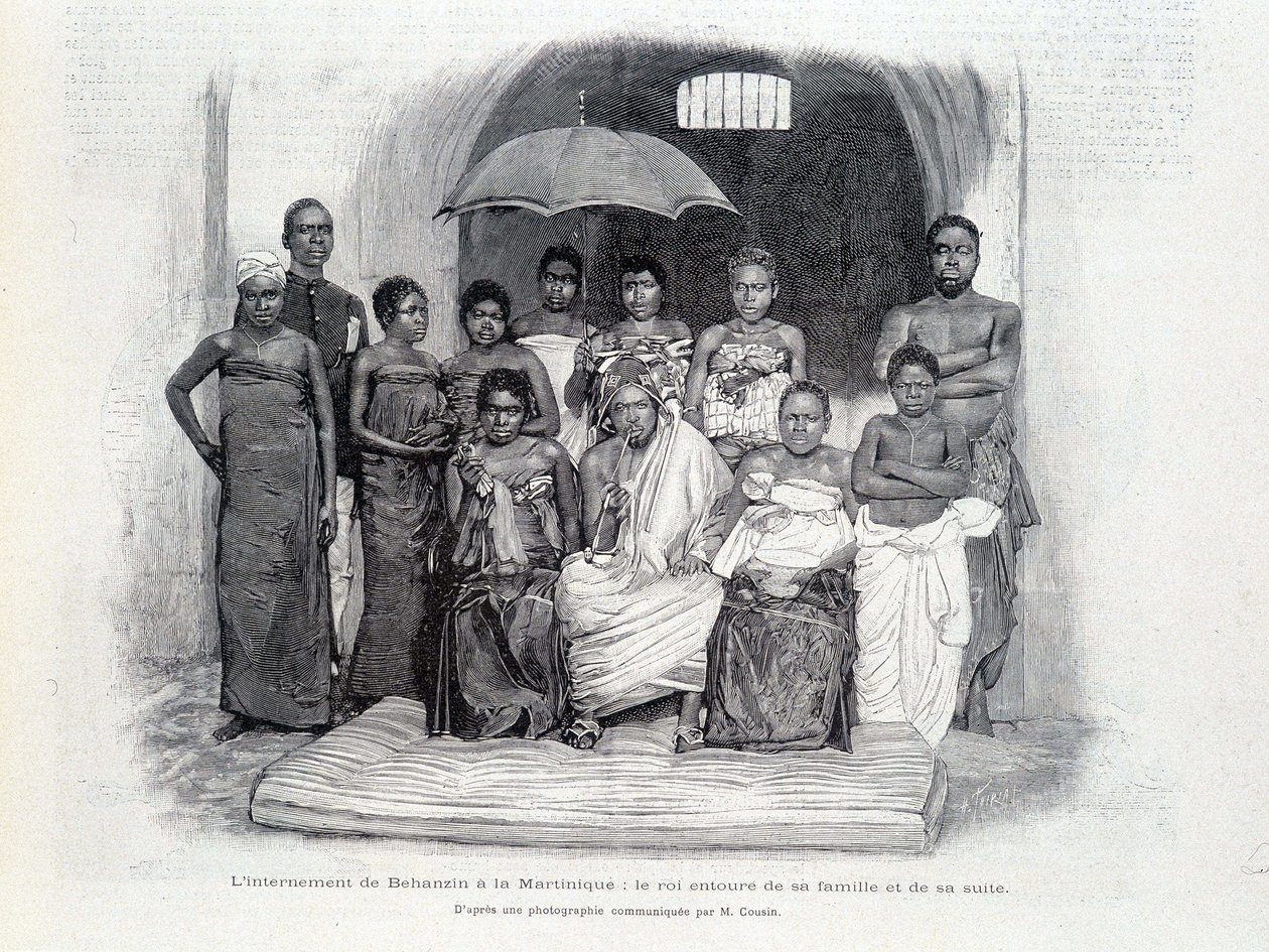 Behanzins Internierung in Martinique: der König umgeben von seiner Familie und seinem Gefolge von Unknown artist