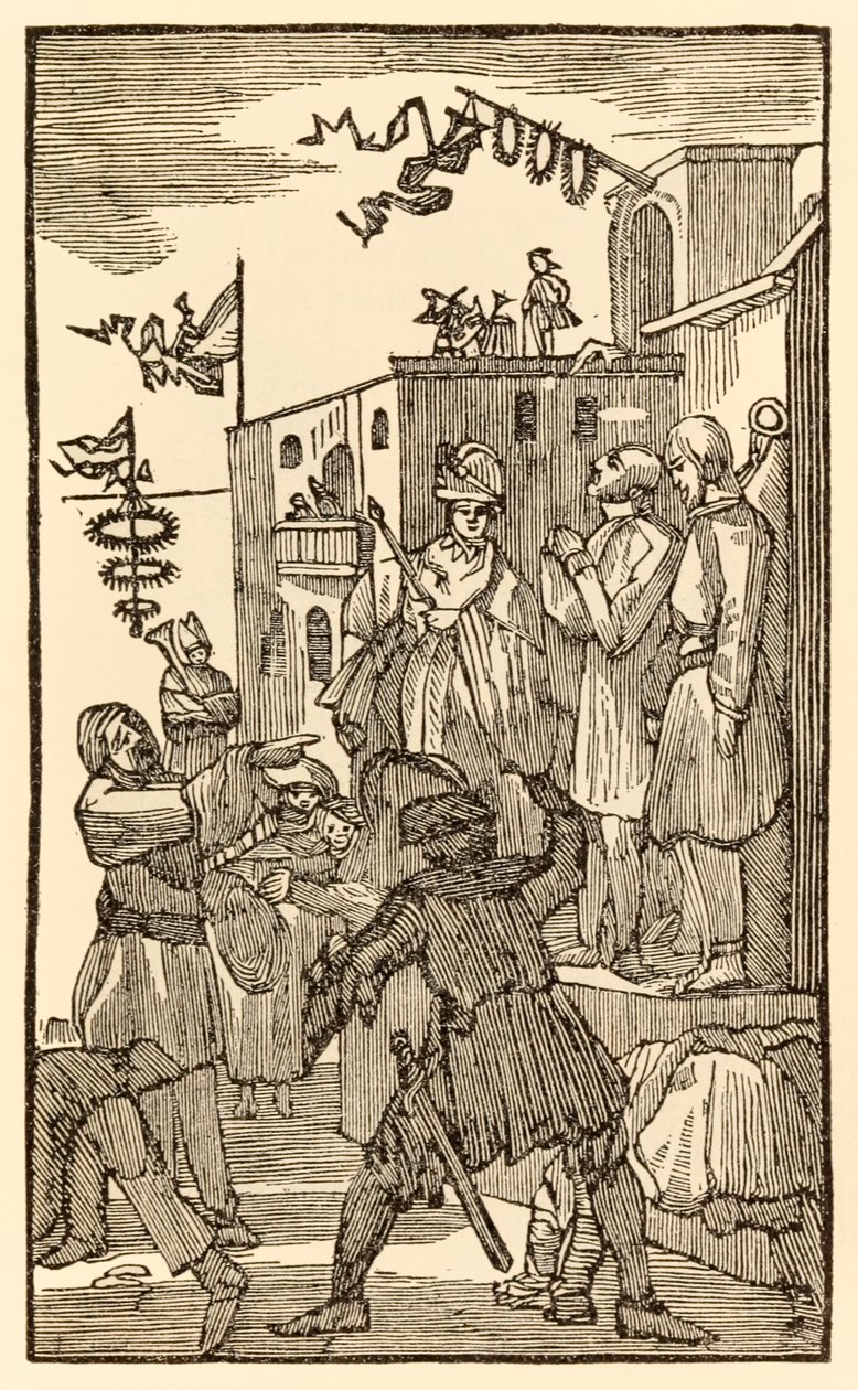 Siehe, die Eitelkeitsmesse! aus Der Pilgerreise von dieser Welt in die zukünftige Welt von John Bunyan von Unknown