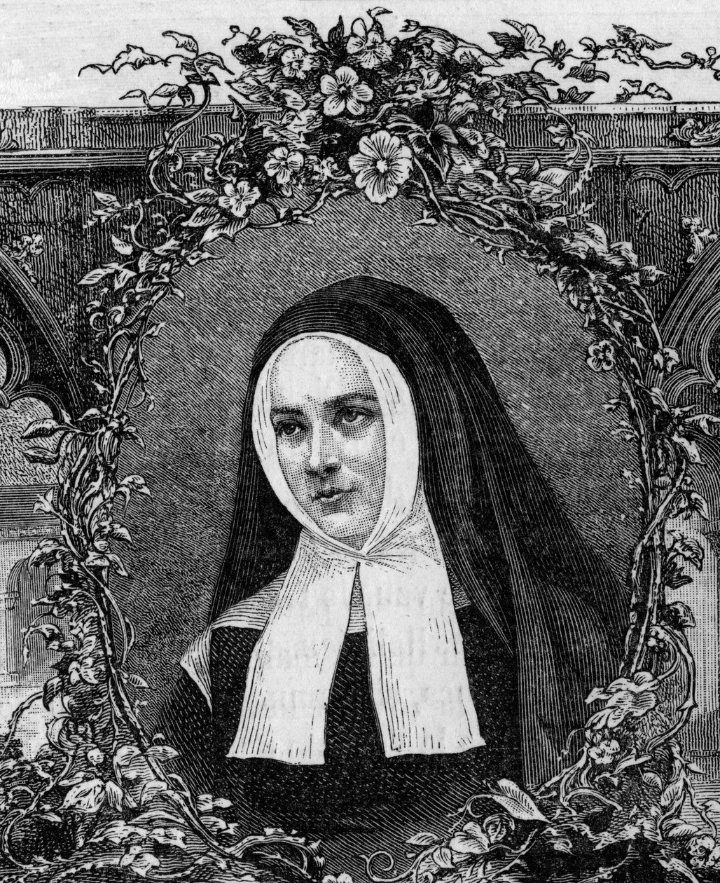Bernadette Soubirous (1844-1879) in religiöser Kleidung. Gravur von 1877 von Unknown artist