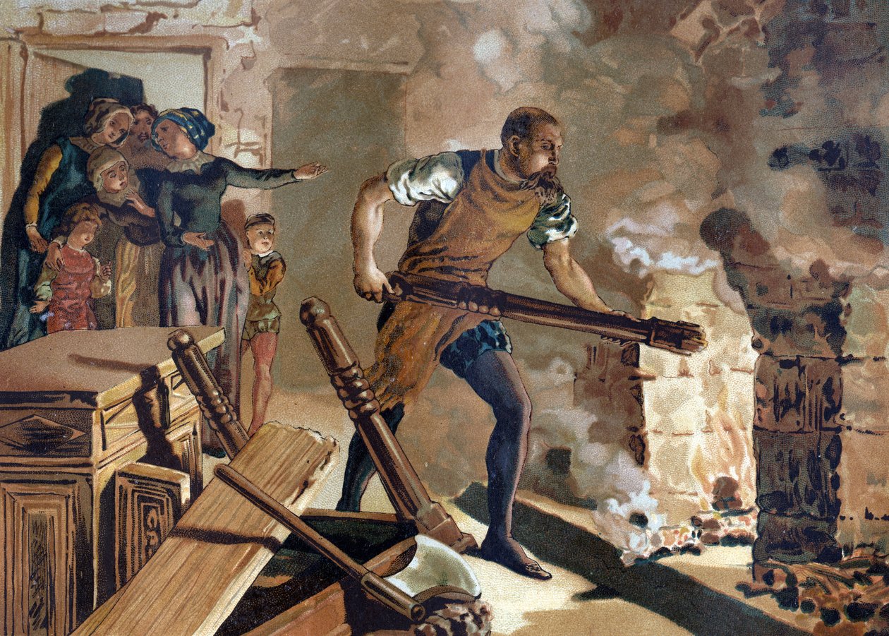 Bernard Palissy (1510-1589), französischer Keramiker, arbeitet an der Verschmelzung seiner Emaille. von Unknown artist
