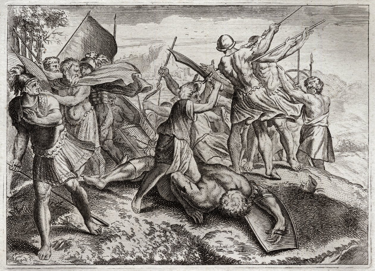 Bibel von Royaumont, Altes Testament: Jonathas Pontifex. Jonathas (Jonathan) folgt seinem Bruder Judas Machabee (Makkabäer, Makabäer) an der Spitze des Aufstands gegen die Seleukiden. Er errang mehrere Siege. Diodot Tryphon überrascht ihn schließlich durch von Unknown artist