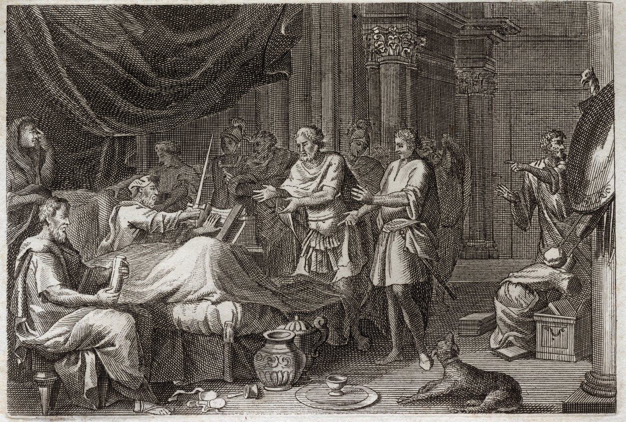 Royaumont-Bibel, Altes Testament: Judas Makkabäus. Judas Makkabäus folgte seinem Vater Matathias in der Führung der Armee und unterstützte das gesamte jüdische Volk gegen die Unterdrückung der Seleukiden. Illustration von 1811 von Unknown artist