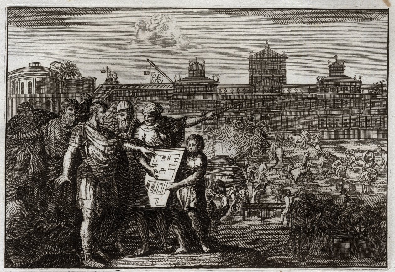 Bibel von Royaumont, Altes Testament: König Kyros. Kyros II. der Große, König von Persien und später von Babylon, erfuhr, dass es von den Propheten vorhergesagt worden war, dass er es sein würde, der den Tempel von Jerusalem wieder aufbauen würde, und gibt von Unknown artist