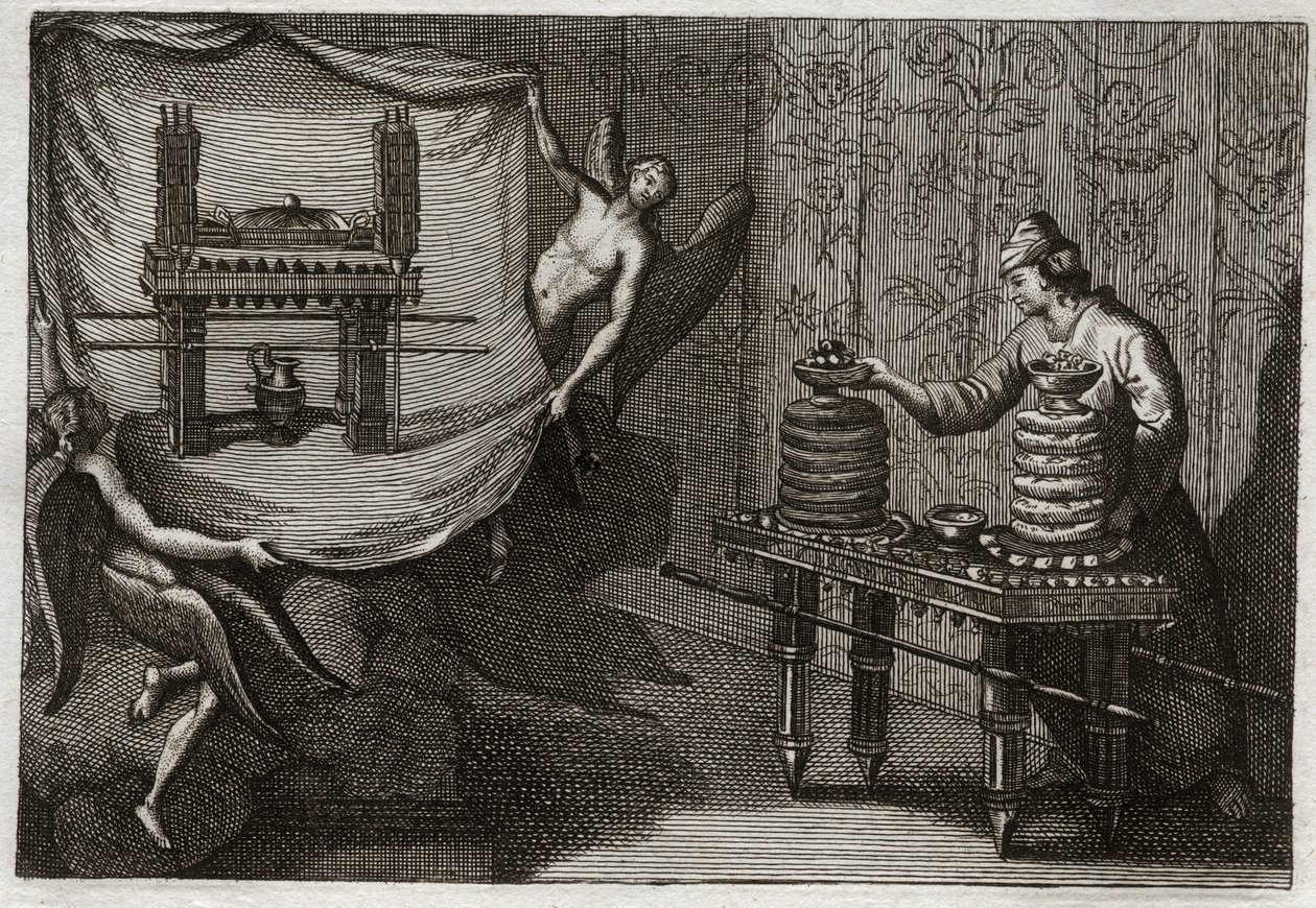 Royaumont-Bibel, Altes Testament: Der Schaubrottisch im Tabernakel. Illustration von 1811. von Unknown artist