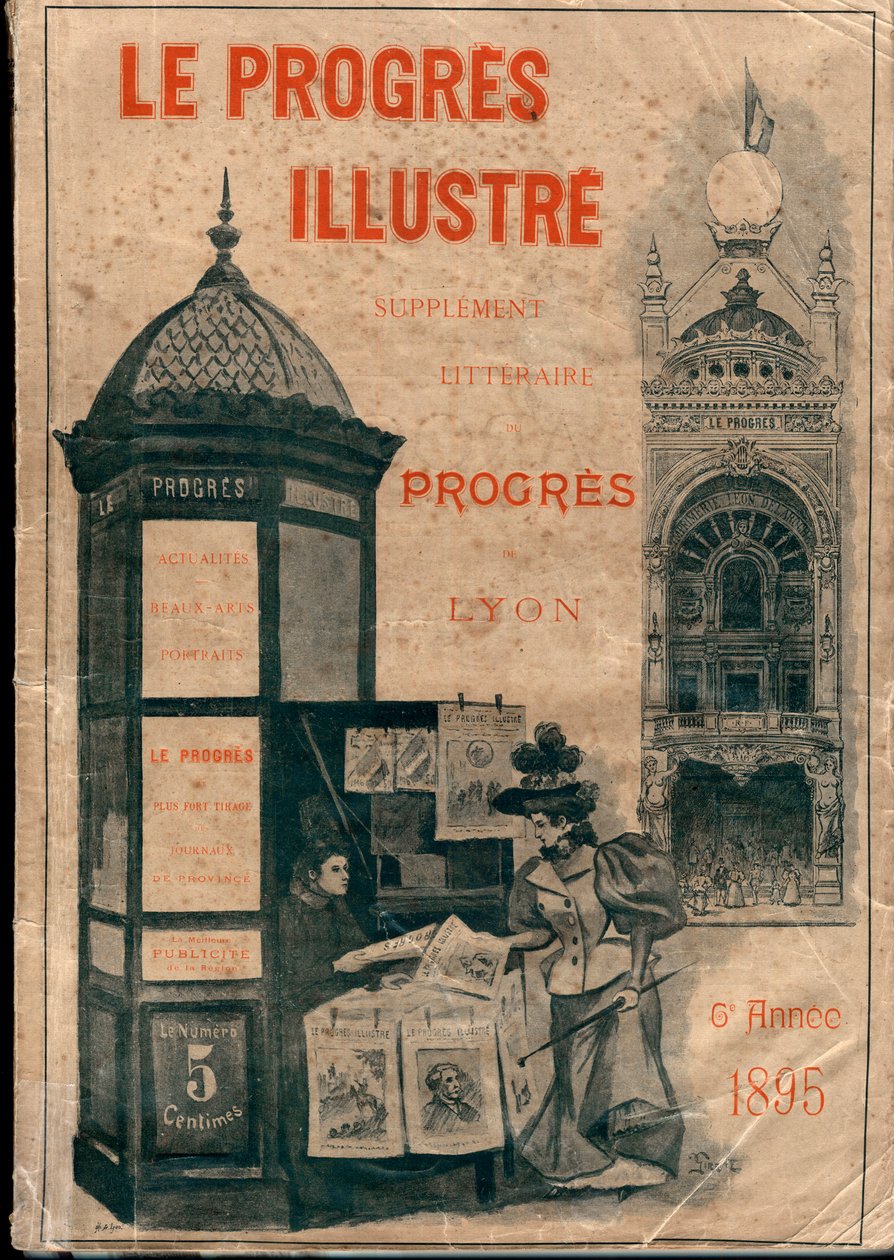 Einband von „Le Progres illustre“ literarische Beilage des Progres de Lyon von 1895 (Morris-Säule) von Unknown artist