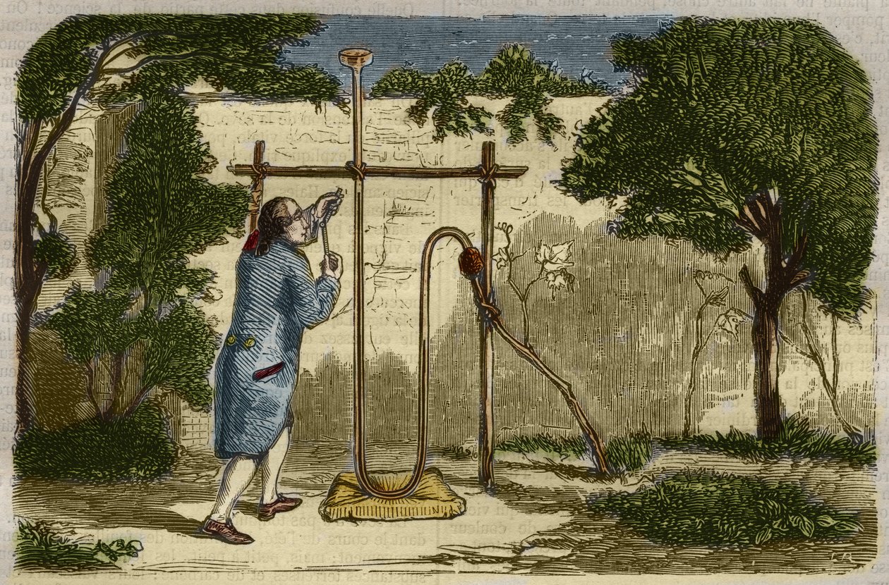 Botanik: Experiment von Stephen Hales (1677-1761) über die Aufstiegskraft des Saftes im Jahr 1727. Gravur von 1859 in „Le Musée Des Sciences“ von Unknown artist
