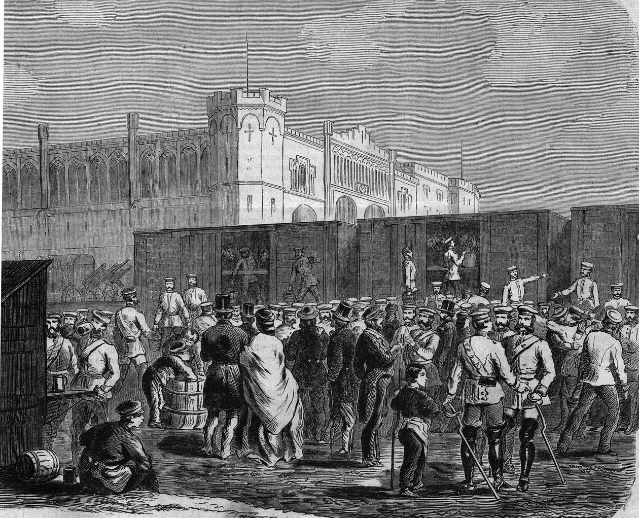 Breslau (oder Wroclaw), Kürassiere der preußischen Garde im Feldzug gegen Österreich 1866. Gravur von Unknown artist