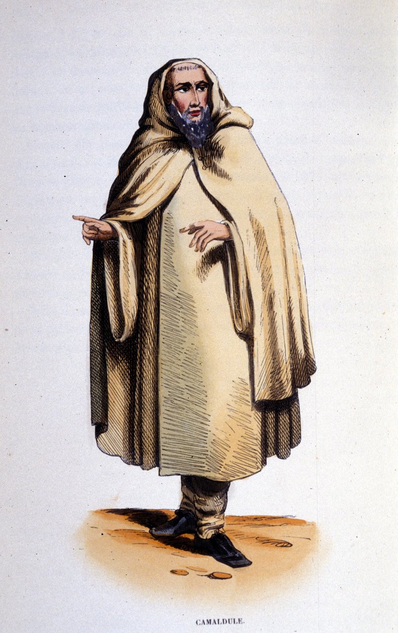Kamaldulenser, Mitglied eines religiösen Ordens (Eremit und Mönch), gegründet im Tal von Camaldoli (Toskana) von Sankt Romuald im Jahr 1010. Gravur aus dem 19. Jahrhundert von Unknown artist