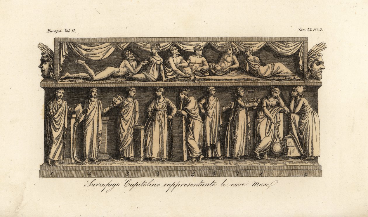 Kapitolinischer Sarkophag Basrelief, das die neun Musen darstellt von Unknown artist