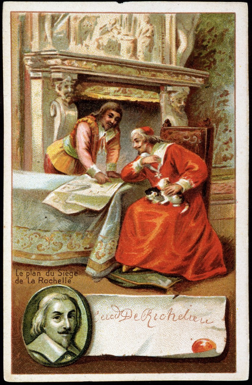 Kardinal Richelieu und der Plan der Belagerung von La Rochelle (1627 - 1628) von Unknown artist
