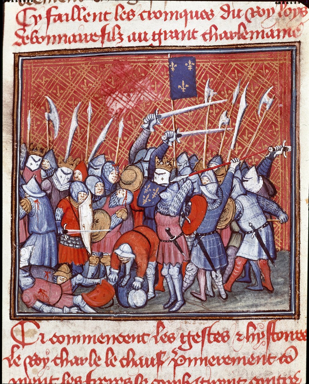 Karolingische Dynastie: König Karl II. der Kahle in einer Schlacht von Unknown artist
