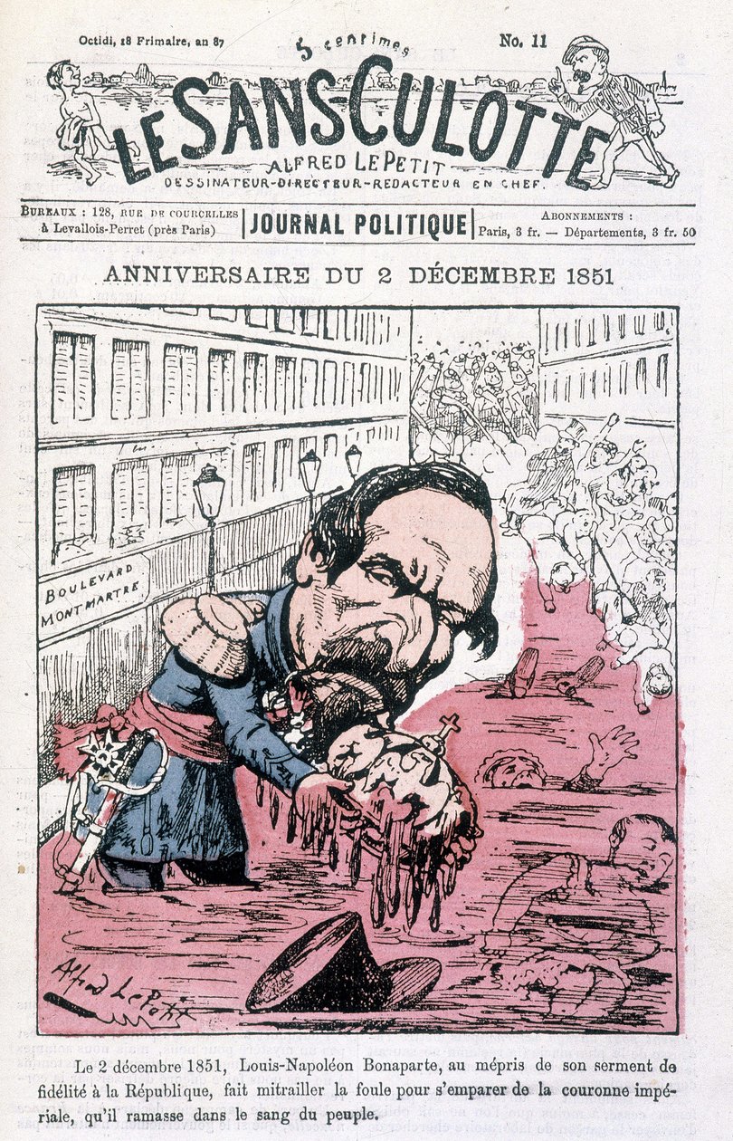 Karikatur zum Staatsstreich von Napoleon III. am 2. Dezember 1851 - in 