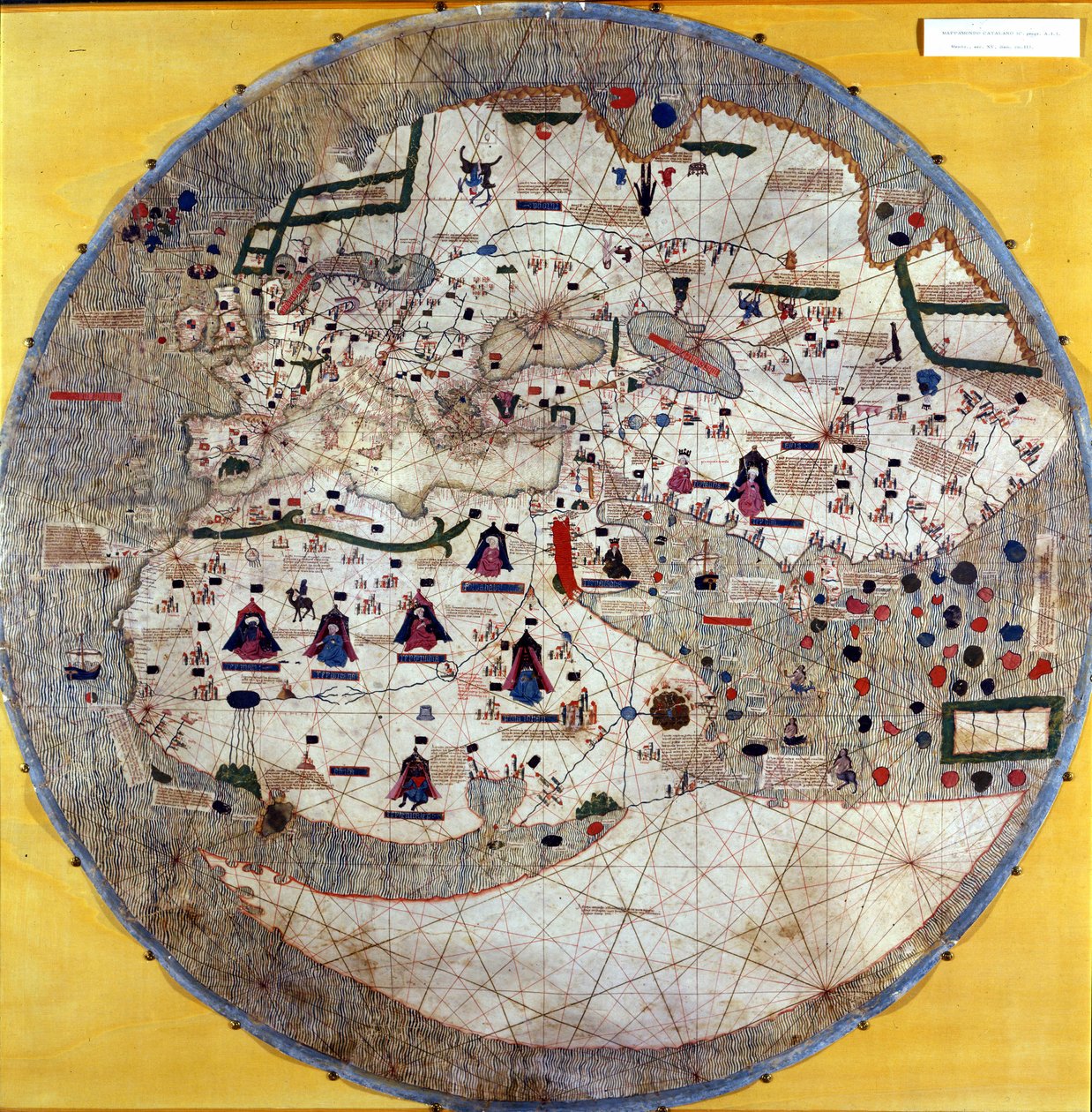 Katalanischer Planisphäre aus dem Anfang des 15. Jahrhunderts. Bibliothek des Hauses Este (Biblioteca Estense), Modena. von Unknown artist