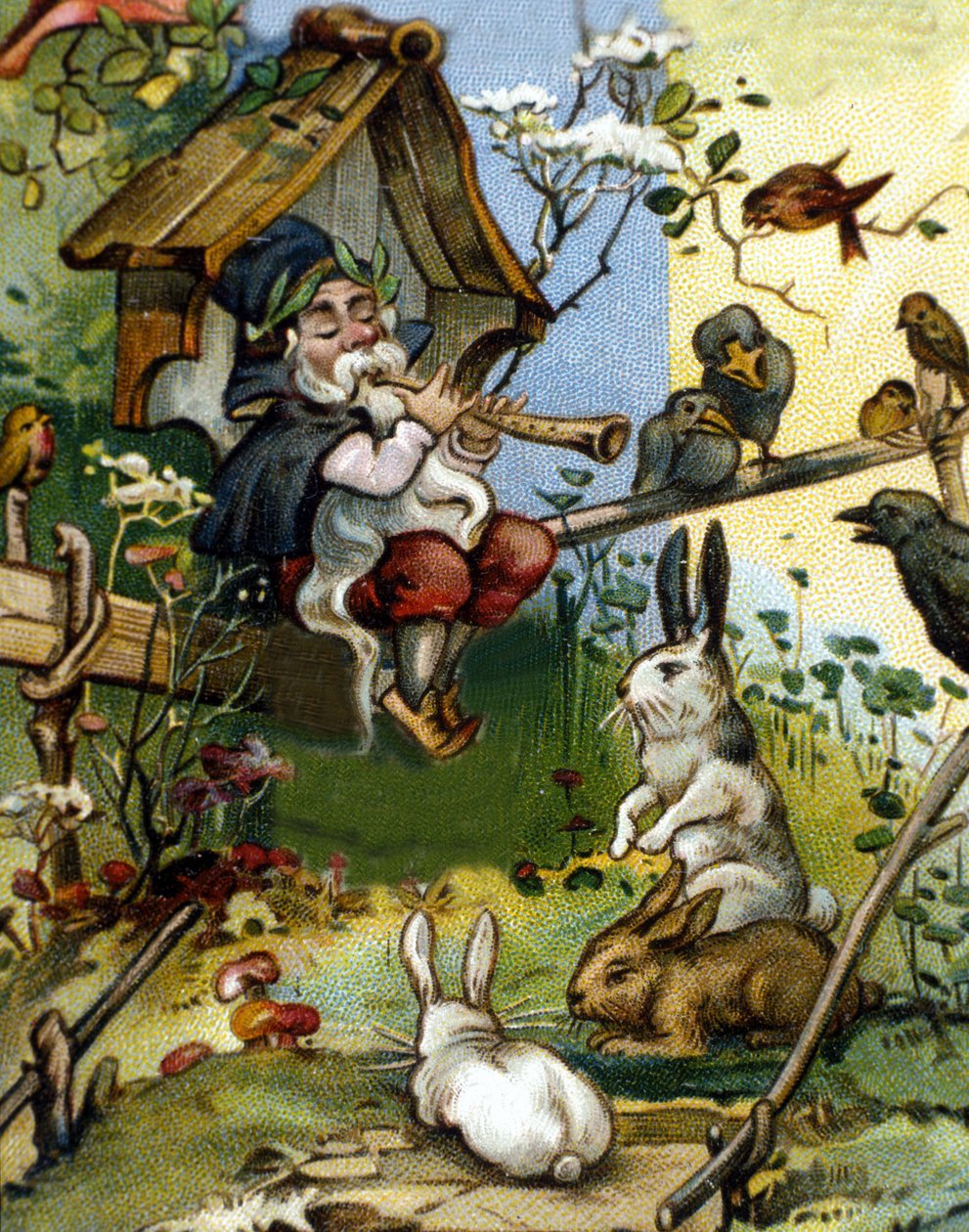 Charakter des Zwergen- oder Koboldflötenspielers. Chromolithographie des 19. Jahrhunderts von Unknown artist