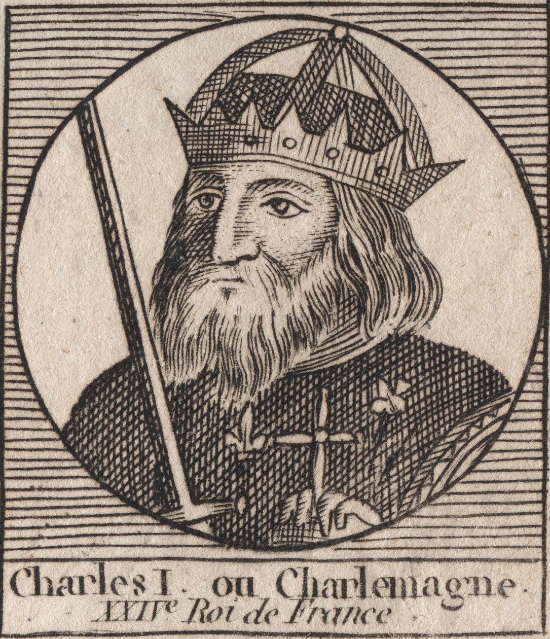 Karl der Große (Carolus Magnus, Karl der Große) (747-814) König der Franken und christlicher Kaiser des Westens - Gravur aus „Instruction sur l