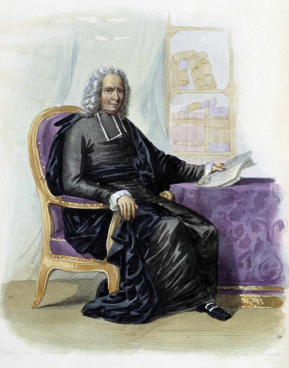 Charles Rollin (1661-1741), Schriftsteller und Historiker in Ed. Mennechet, „Le Plutarque français“ von Unknown artist