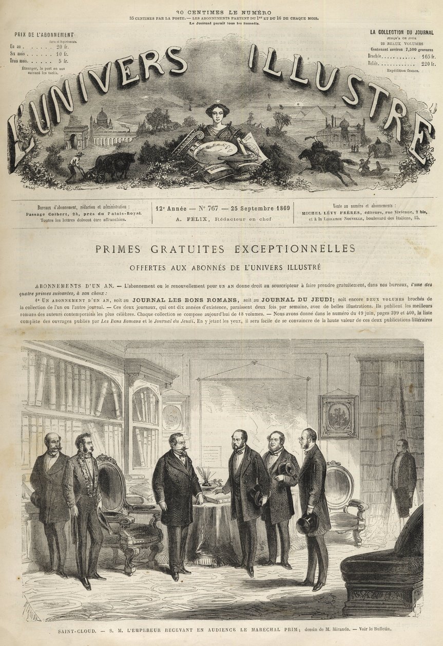Schloss Saint-Cloud Napoleon III. empfängt Juan Prim (spanischer General und Staatsmann) von Unknown artist