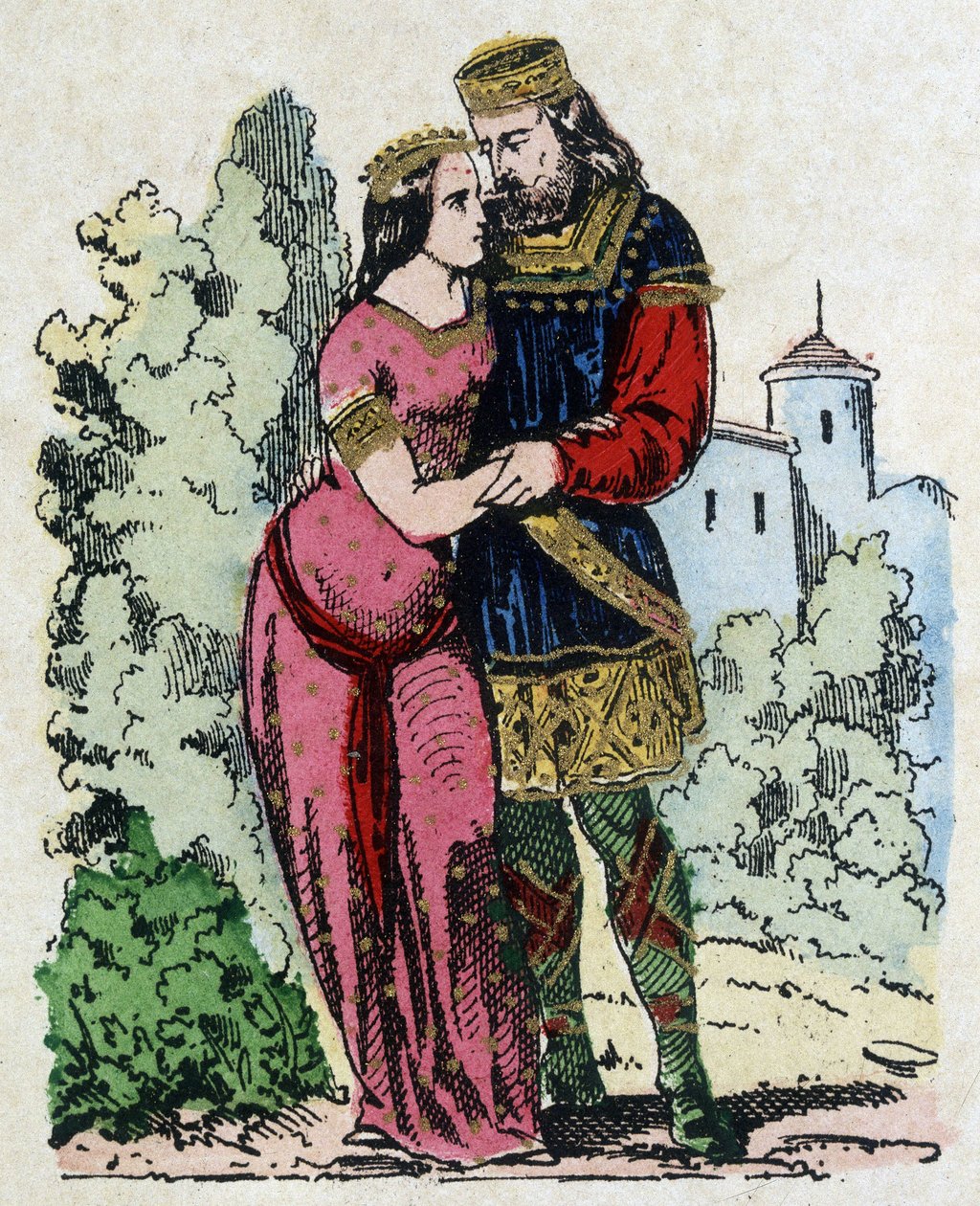 Childerich I., König der Salischen Franken (436-481), traf Basin von Thüringen (Frau des Königs von Thüringen) während seines Exils. Clovis wurde aus ihrer Ehe geboren. von Unknown artist