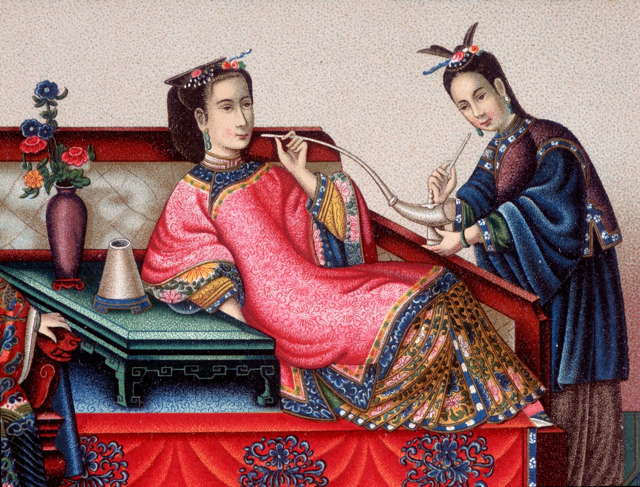 Chinesischer Aristokrat sitzt und raucht Opium - 19. Jahrhundert von Unknown artist