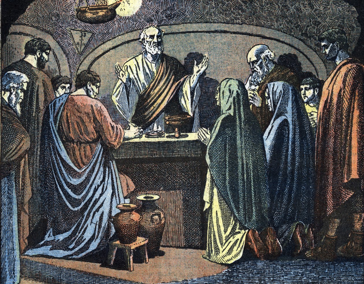 Christen in den Katakomben feiern Ostern, Illustration aus 