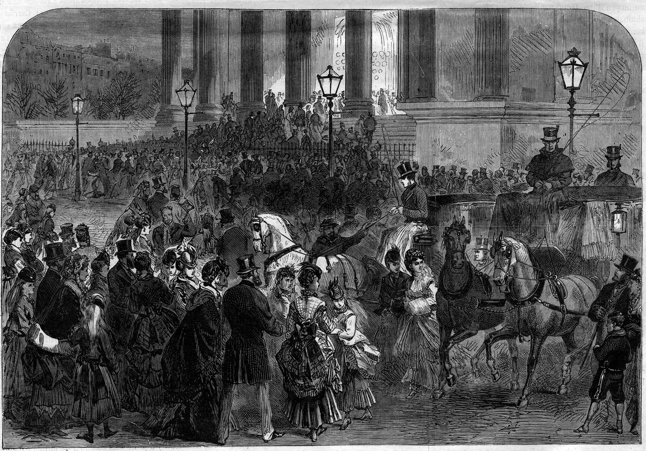Weihnachtsmesse um Mitternacht in der Kirche Madeleine in Paris im Jahr 1873. von Unknown artist