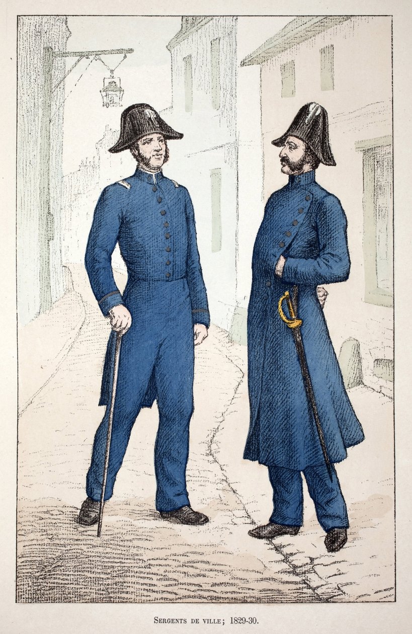 Stadtsergeanten (1829-1830). Farbradierung zur Illustration des Buches Histoire du corps des gardiens de la paix von Unknown artist