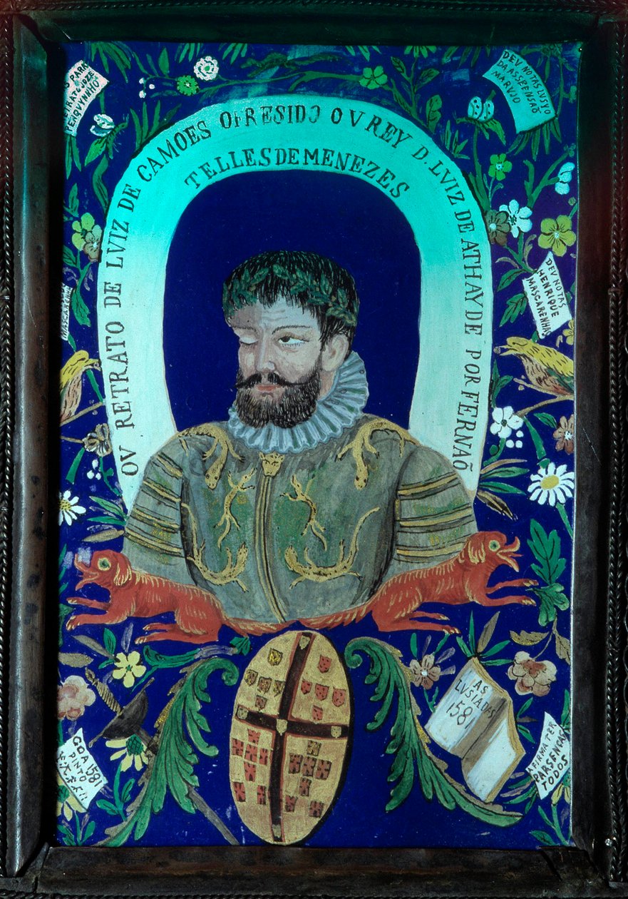 Sammlung von Gedichten des portugiesischen Dichters Luis Vaz de Camoes, dekoriertes Porträt von Unknown artist