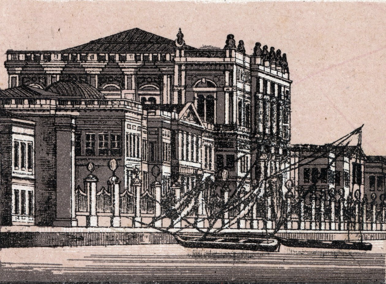 Konstantinopel, Türkei: Blick auf den Dolmabahçe-Palast in „Die Welt illustriert 168 Ansichten“ (Ende des 19. Jahrhunderts) von Unknown artist