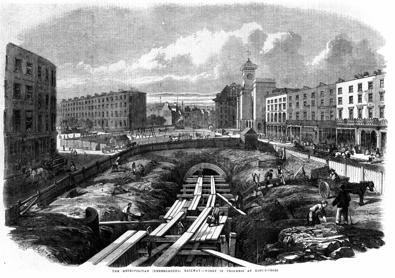 Bau der Londoner U-Bahn im Jahr 1850: Arbeiten am King’s Cross von Unknown artist