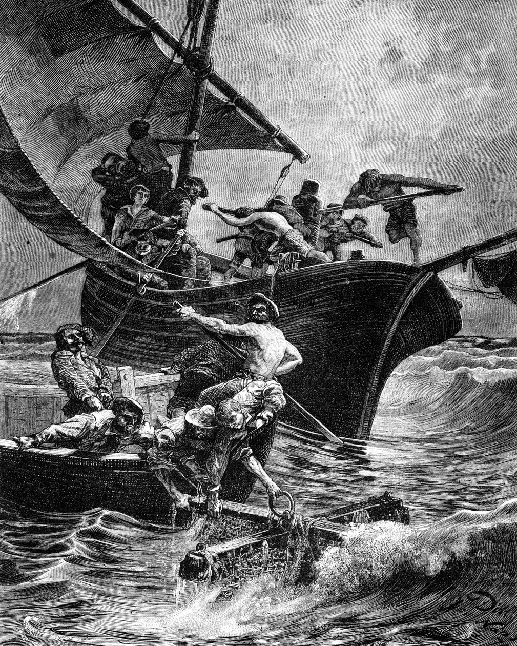 Korallenfischerei mit Hilfe der Ausrüstung. von Unknown artist