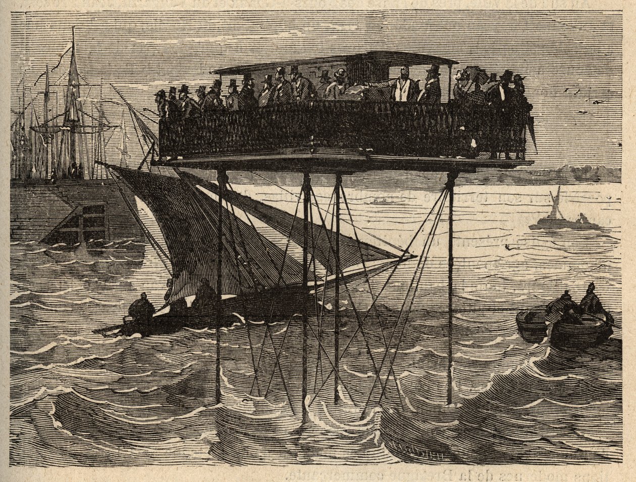 Kranrauhen von Saint-Malo nach Saint-Servan - (Saint Malo nach Saint Servan) Gravur in "PATRIE - BESCHREIBUNG DER MALERISCHEN FRANKREICH IN 6 BÄNDEN VON LUCIEN HUARD - Ende des 19. Jahrhunderts" von Unknown artist