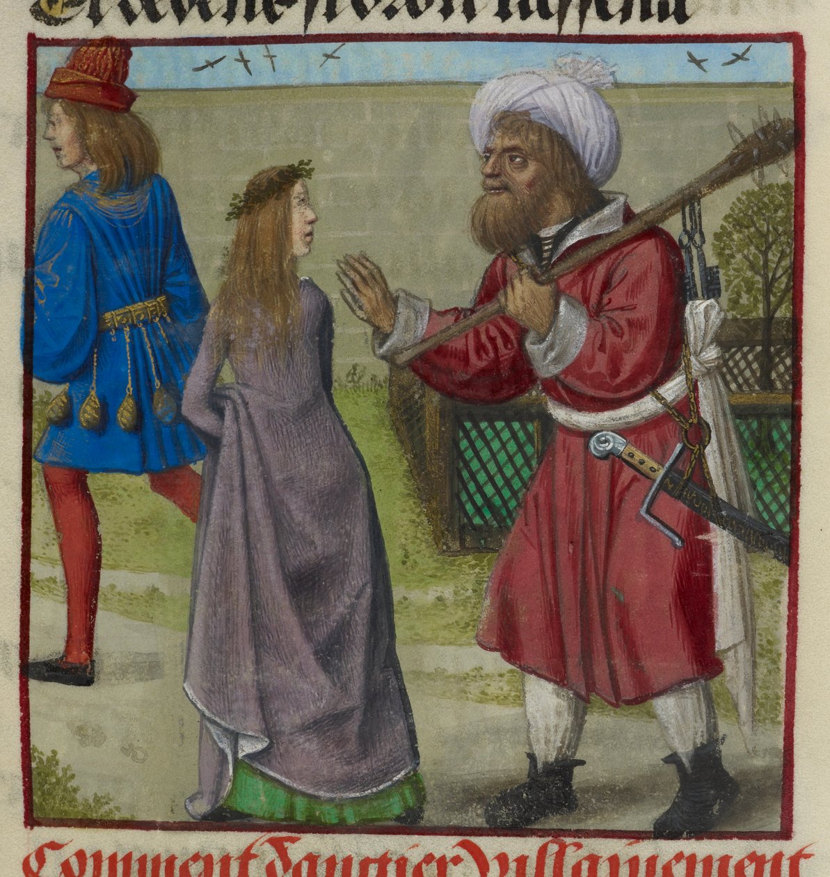 (Detail) von Danger, der den Liebenden und Bel Accueil (Schöne Begrüßung) aus dem Garten vertreibt aus 