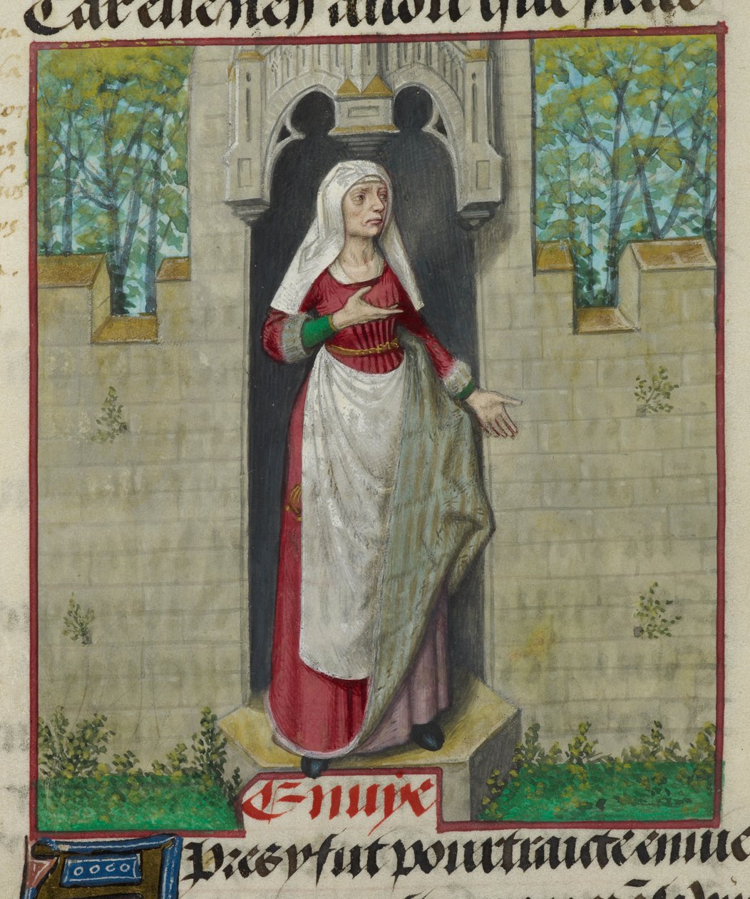 (Detail) Miniatur der allegorischen Figur der Gier, aus 