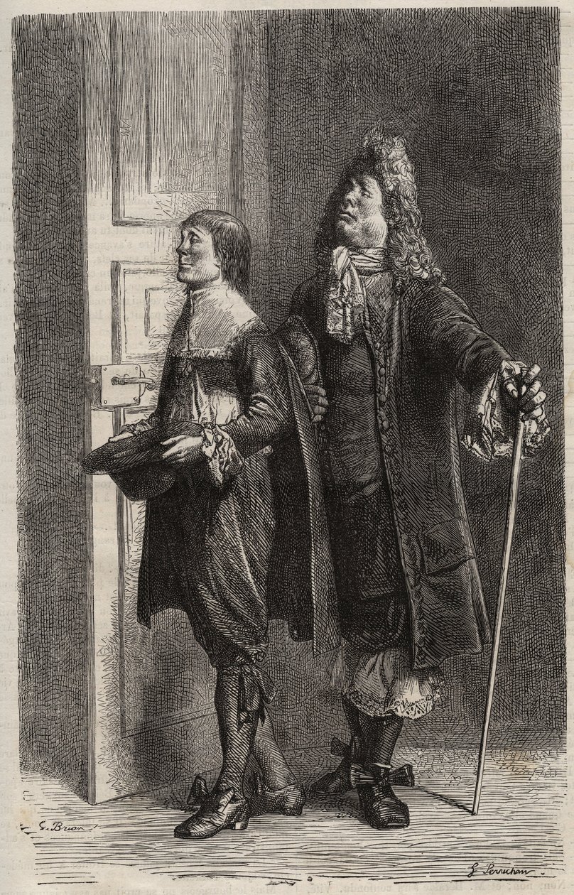 Diafoirus Vater und Sohn - Gravur für „Der eingebildete Kranke“ von Jean Baptiste Poquelin genannt Molière (1622-1673) von Unknown artist
