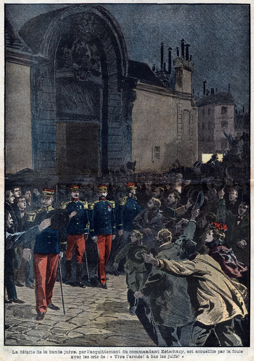 Dreyfus-Affäre: der Sieg der jüdischen Bande durch den Freispruch von Kommandant Esterhazy wird von der Menge mit den Rufen „Vive l