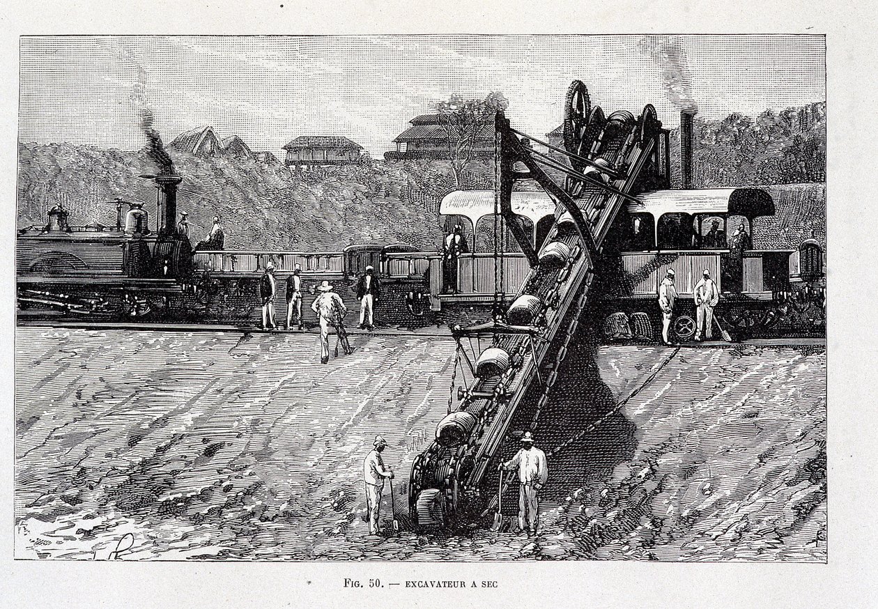 Trockener Bagger auf der Baustelle des Suezkanals von Unknown artist