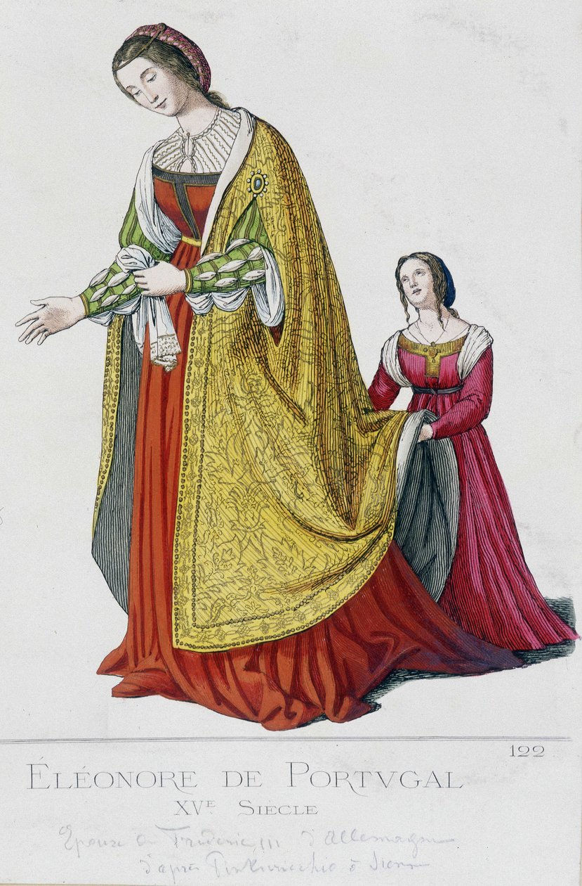 Eleonore von Portugal (1434-1476), Ehefrau von Friedrich III. von Habsburg, deutscher Kaiser (1415-1493). Gravur aus dem 19. Jahrhundert. von Unknown artist