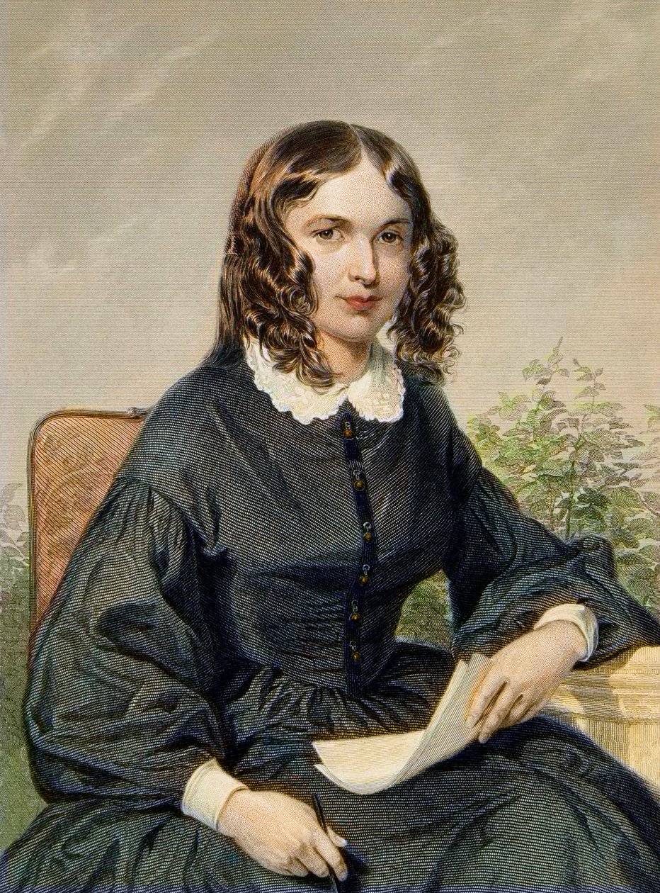Elizabeth Barrett Browning (1806-1861) - Englische Dichterin - Gravur von Unknown artist