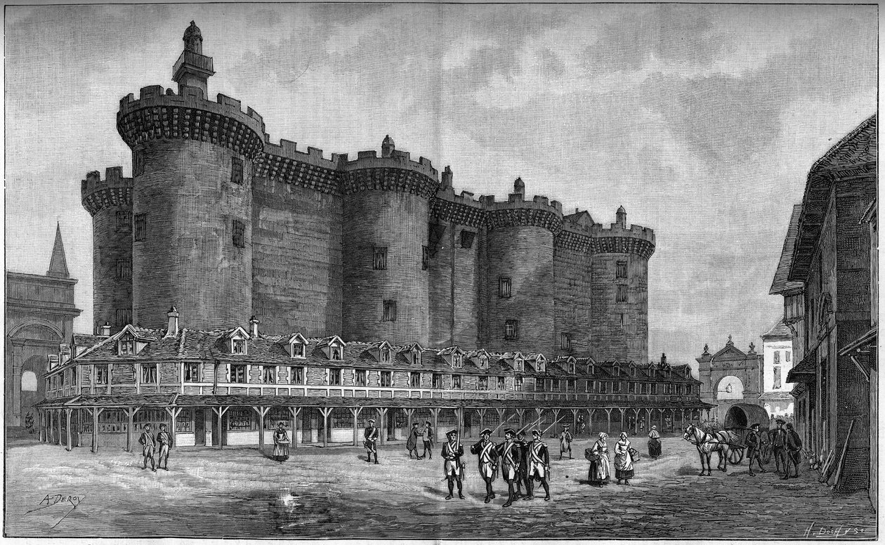 Gravur, die das Bastille-Viertel mit dem Gefängnis im Jahr 1788 darstellt von Unknown artist