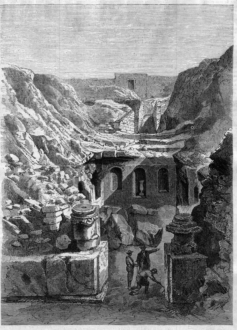 Ausgrabungen in Senlis im Jahr 1868 - entdeckte römische Arenen rund um die Stadt - Gravur von 1868 von Unknown artist