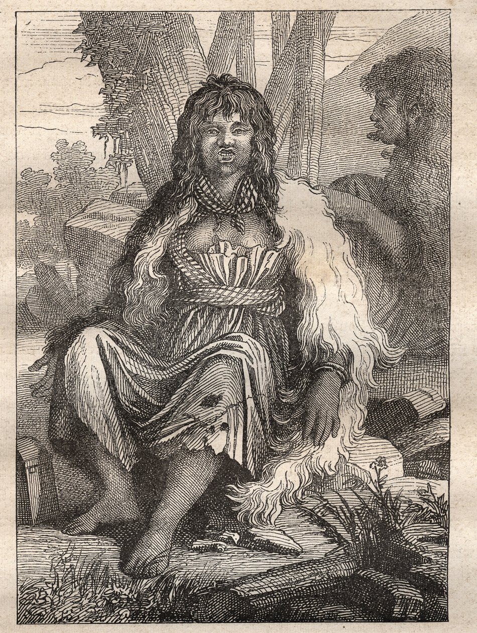 Weltumsegelung (1785-1788) von Jean Francois Galaup de La Perouse (1741-1788): Frauentypen des Hafens der Franzosen (Alaska) - Illustration aus „Die großen Seefahrer des 18. Jahrhunderts“ von Unknown artist