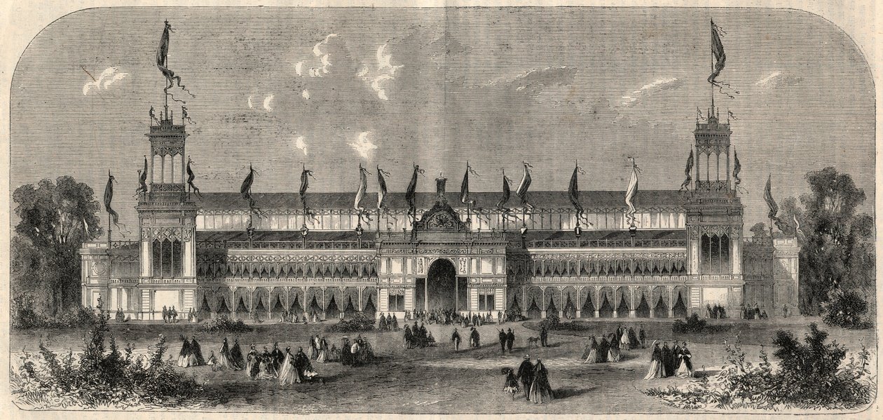 Außenansicht des Palastes des dritten deutschen Nationalschusses in Wien, Österreich. Gravur in „L